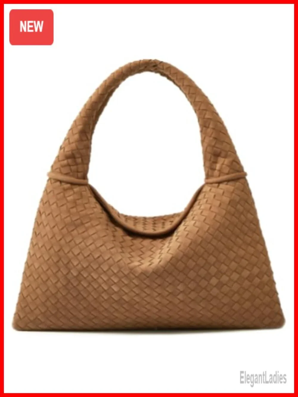 Faux Suede Woven Hobo Bag Vintage Tote Satchel Magnetic Closure